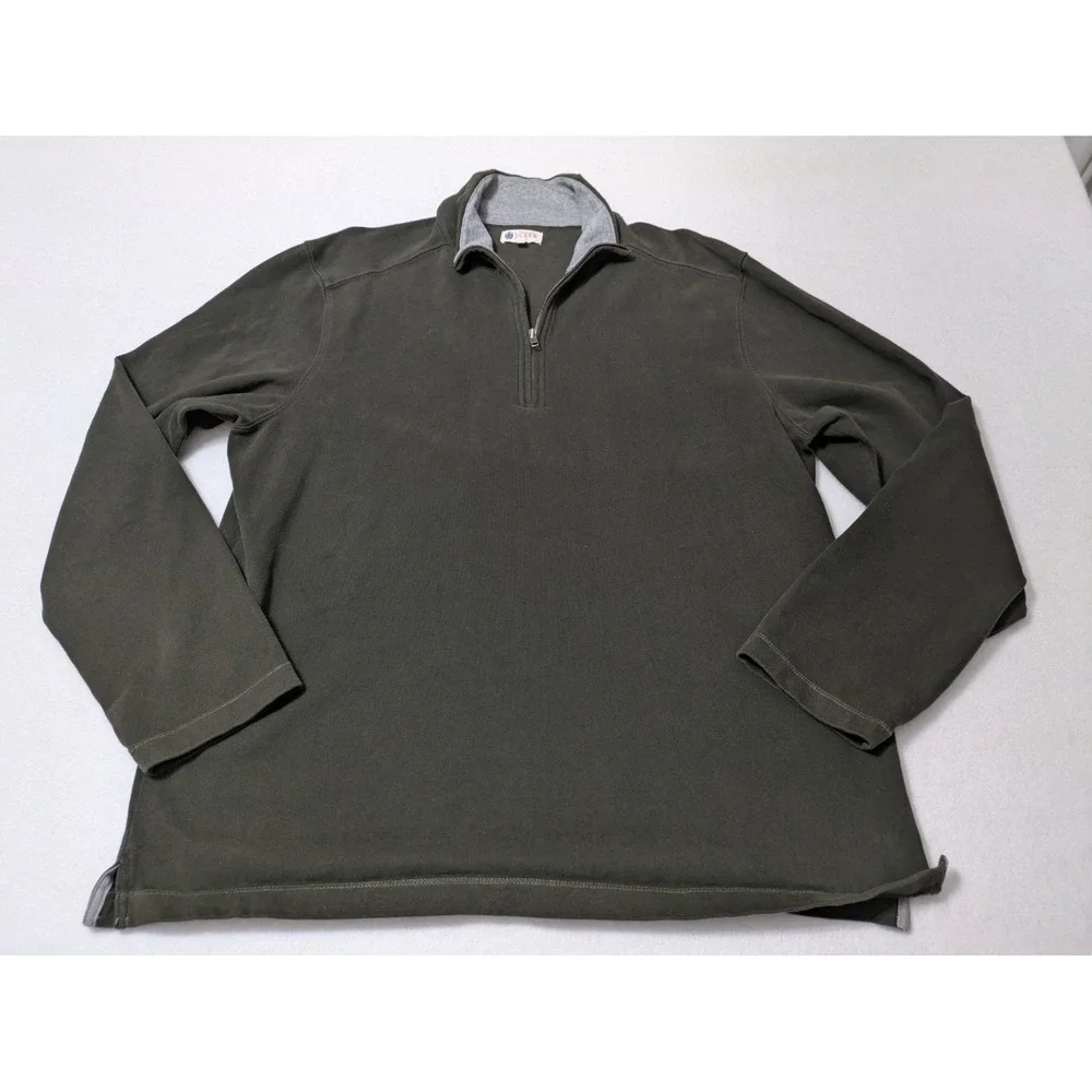 J Crew Sweater Men XL Olive Green Solid Quarter Zip Pullover‎ Preppy Casual